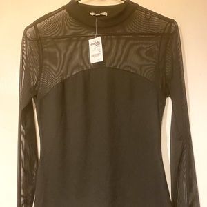 Charlotte Russe Long Sleeve Mesh Bodycon Top